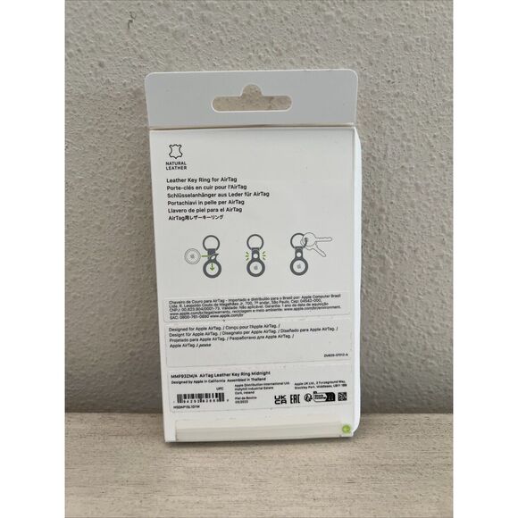 Genuine Apple Leather Key Ring for AirTag Midnight BLACK MMF93ZM/A - Picture 2 of 3